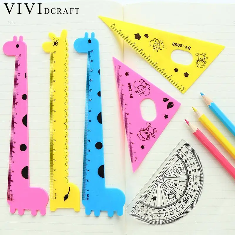 2017 New Arrival Vividcraft Plastic Math Set School Supplies Circle Drawing Template Ruler Triangle Plate Protractor Compass | Канцтовары