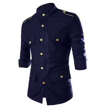 Men Shirt 2019 Fashion Korean Wild Long Sleeve Casual Shirts Men Epaulet Buttons Decorate Uniform Slim Fit Men's Clothing Black
Men Shirt 2019 Fashion Korean Wild Long Sleeve Casual Shirts Men Epaulet Buttons Decorate Uniform Slim Fit Men's Clothing Black