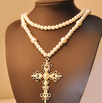 New Design Vintage Fashion Pearl Cross Pendants Long Necklace Jewelry for Women Dress Accessory
New Design Vintage Fashion Pearl Cross Pendants Long Necklace Jewelry for Women Dress Accessory