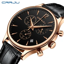 Montres de Sport pour hommes CRRJU Top Marque De Luxe décontracté Montre Étanche pour Homme Bracelet En Cuir De Quartz montre pour hommes Relogio Masculino(China)