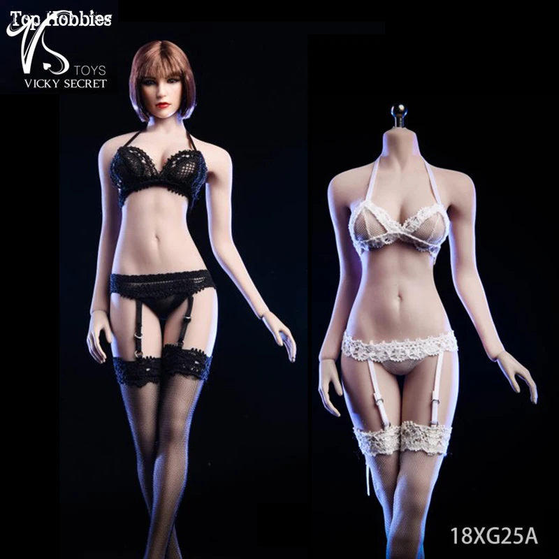 1/6 White Lace Dress Lingeries Stockings Set For 12" PHICEN Female Figure U.S.A. 
