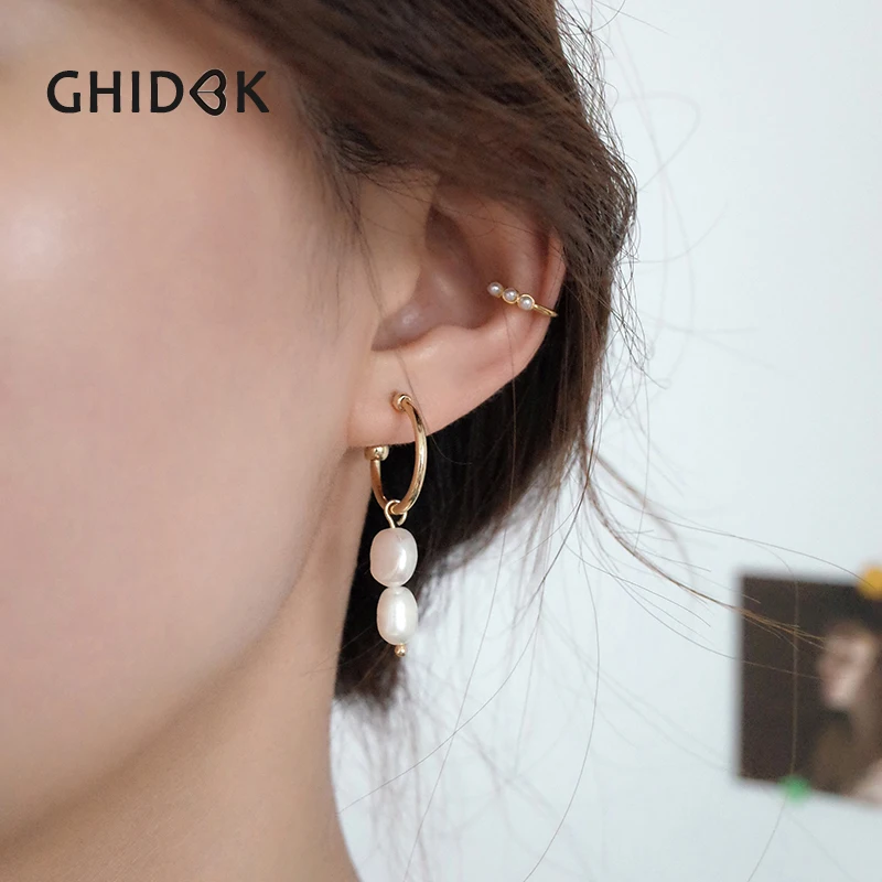 GHIDBK Baroque Freshwater Pearls Asymmetry Hoop Earrings for Women Genuine Natural Pearl Hoops Dainty Earring Aros de Moda 2019
GHIDBK Baroque Freshwater Pearls Asymmetry Hoop Earrings for Women Genuine Natural Pearl Hoops Dainty Earring Aros de Moda 2019