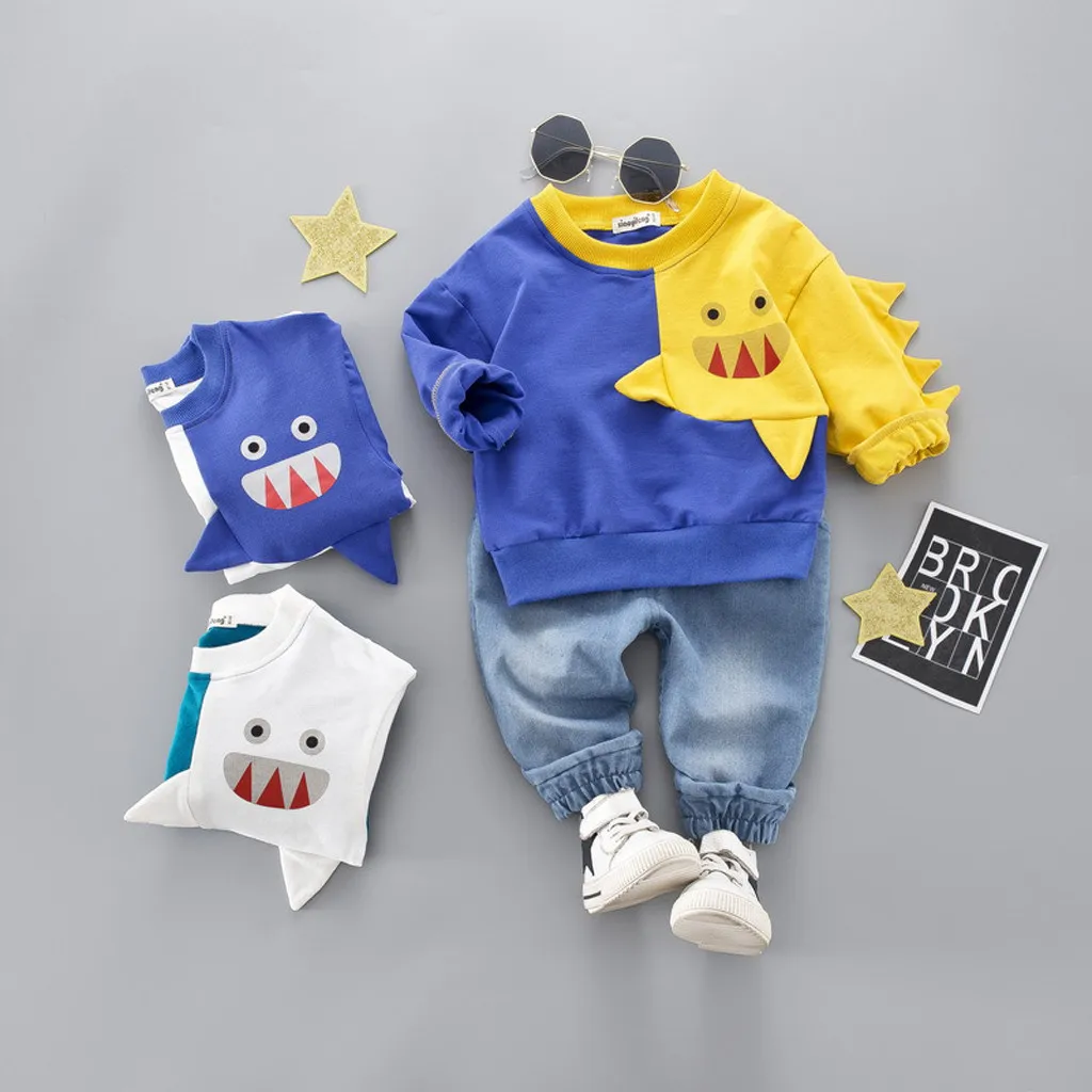 Child Kids Winter Boys Cartoon Shark Long Sleeve Tops Denim Pants Outfits Set roupa infantil boy outfits infant boy clothes 2019
Child Kids Winter Boys Cartoon Shark Long Sleeve Tops Denim Pants Outfits Set roupa infantil boy outfits infant boy clothes 2019
