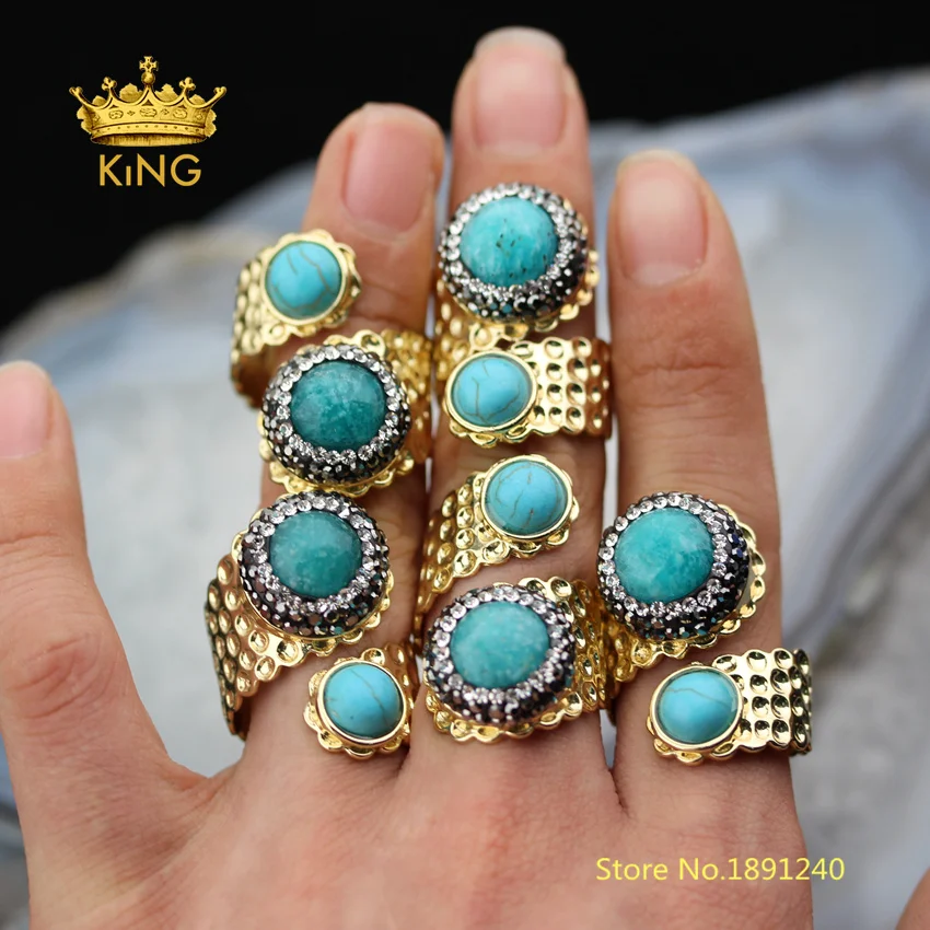 5pcs HOT Double Copper Stones Gold Rings Jewelry,Round Coin Amazonite&Turquoises Paved Rhinestones Charms Multistone Rings YT71
5pcs HOT Double Copper Stones Gold Rings Jewelry,Round Coin Amazonite&Turquoises Paved Rhinestones Charms Multistone Rings YT71