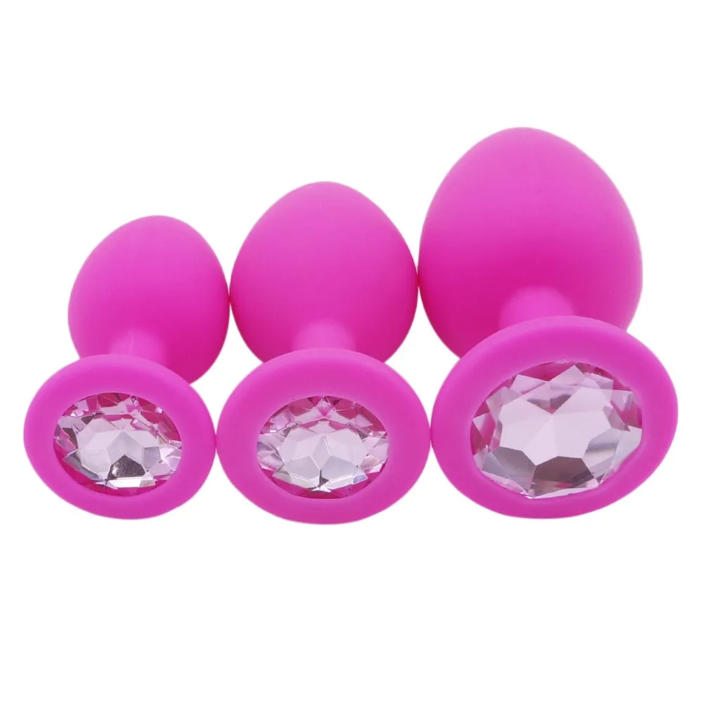 3pcs Crystal Jewelry Butt Plug Colorful Toy Massager Silicone Anal Plug Sex Toys
