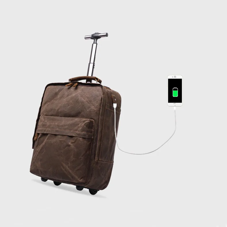 16 inch Retro USB Rolling Luggage Men Business Suitcase Wheels Canvas Cabin Trolley Multifunctional shoulder Travel Bag
16 inch Retro USB Rolling Luggage Men Business Suitcase Wheels Canvas Cabin Trolley Multifunctional shoulder Travel Bag