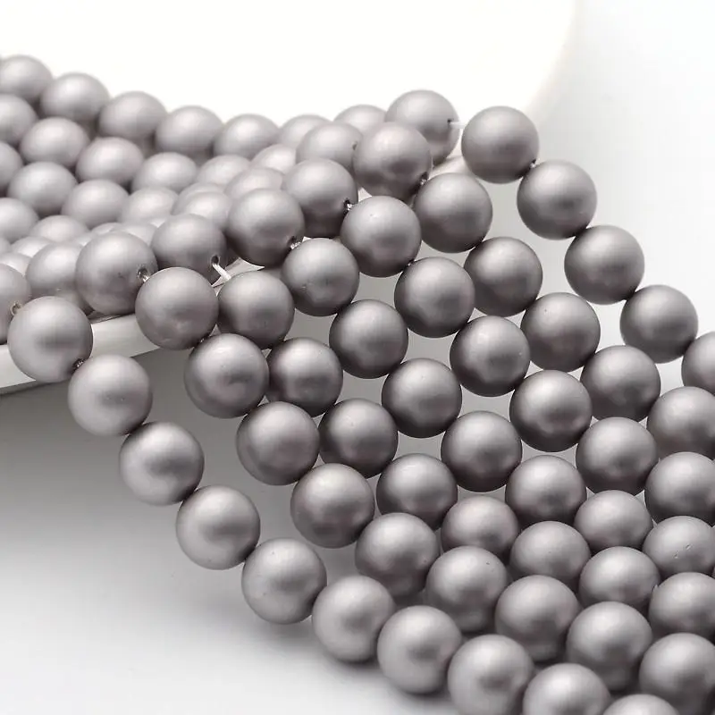 Round Shell Pearl Frosted Beads Strands, LightGrey, 8mm, Hole: 1mm; about 52pcs/strands, 15.7"
Round Shell Pearl Frosted Beads Strands, LightGrey, 8mm, Hole: 1mm; about 52pcs/strands, 15.7"
