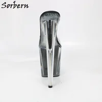 Sorbern Clear Pvc Women Slippers Outdoor Slides Ladies 20Cm Extrem High Heels Transparent Heel Platforms Open Toe Plastic Slides