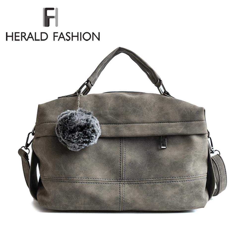 Herald Fashion Vintage Nubuck Leather Female Top-handle Bags Rivet Larger Women Bags Hair Ball Shoulder Bag Motorcycle Tote Bags
Herald Fashion Vintage Nubuck Leather Female Top-handle Bags Rivet Larger Women Bags Hair Ball Shoulder Bag Motorcycle Tote Bags