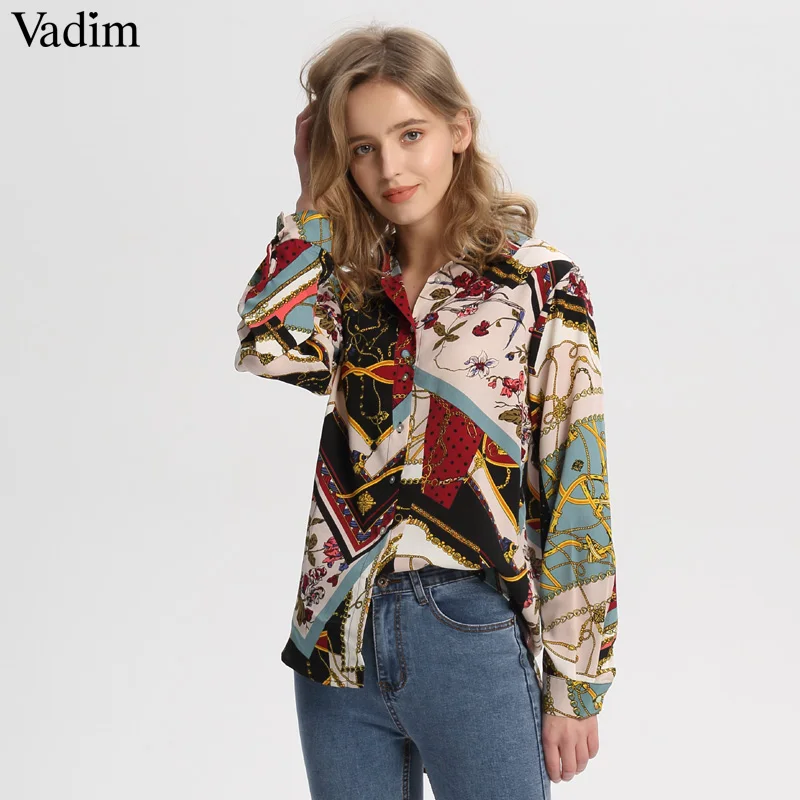 Vadim women vintage Geometric pattern blouses long sleeve turn down collar pleated shirts female casual wear chic tops LA293
Vadim women vintage Geometric pattern blouses long sleeve turn down collar pleated shirts female casual wear chic tops LA293