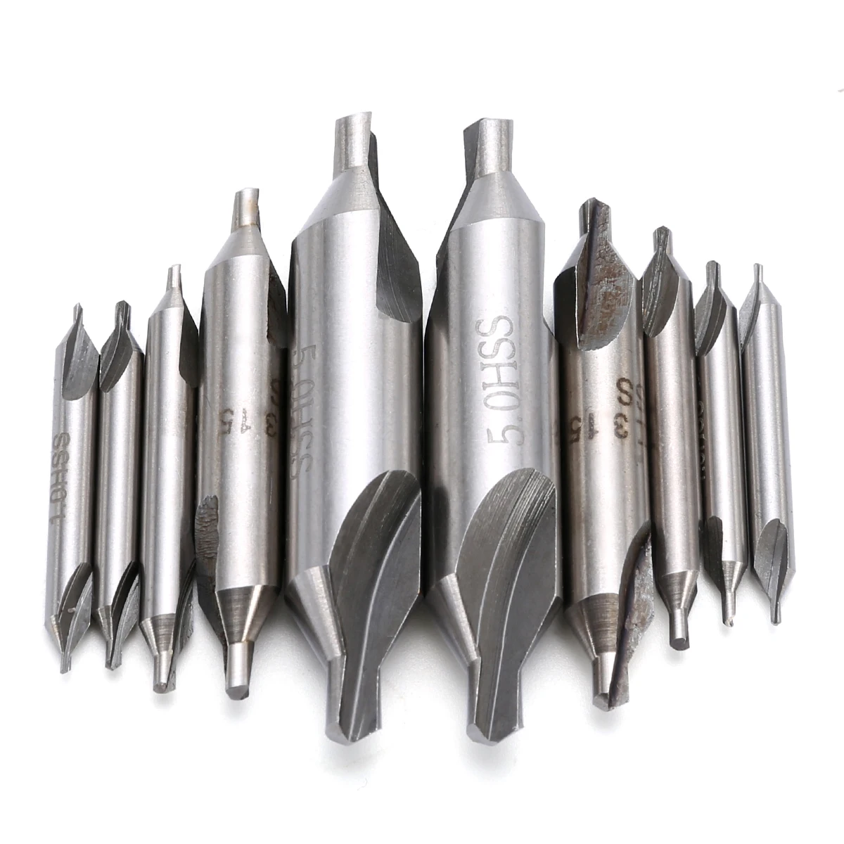 10Pcs Lathe Mill Center Centering Drill Bit Set HSS 60 Degree Combined Countersink Bits