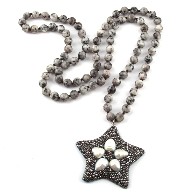 MOODPC Fashion 8mm Natural Stone Long Knotted Handmade Crystal Paved Pearl Star Pendant Necklaces Women Ethnic Necklace
MOODPC Fashion 8mm Natural Stone Long Knotted Handmade Crystal Paved Pearl Star Pendant Necklaces Women Ethnic Necklace