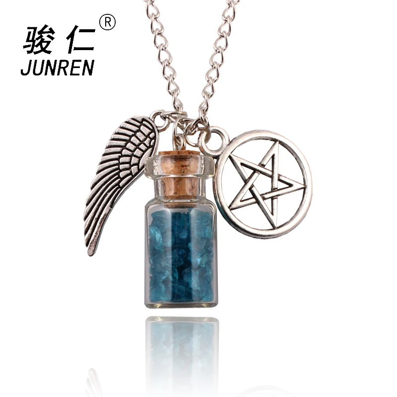 DoreenBeads Handmade Movie Supernatural Pentacle Angel Wings Wishing Bottle Guardian Series Silver Plated Necklace Jewelry
DoreenBeads Handmade Movie Supernatural Pentacle Angel Wings Wishing Bottle Guardian Series Silver Plated Necklace Jewelry