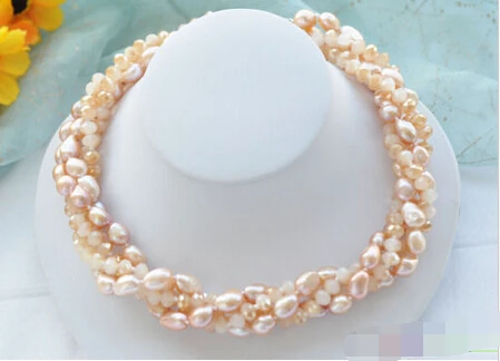 868 pink baroque pearl faceted crystal bead necklace 
868 pink baroque pearl faceted crystal bead necklace