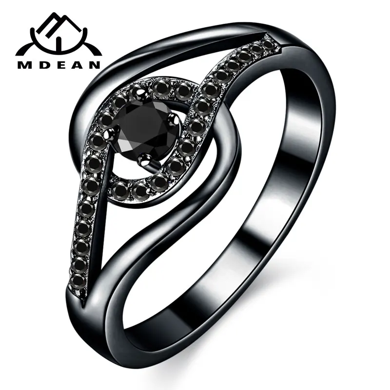 Mdean черный золотой цвет свадебные кольца AAA циркон для женщин вечерние ювелирные