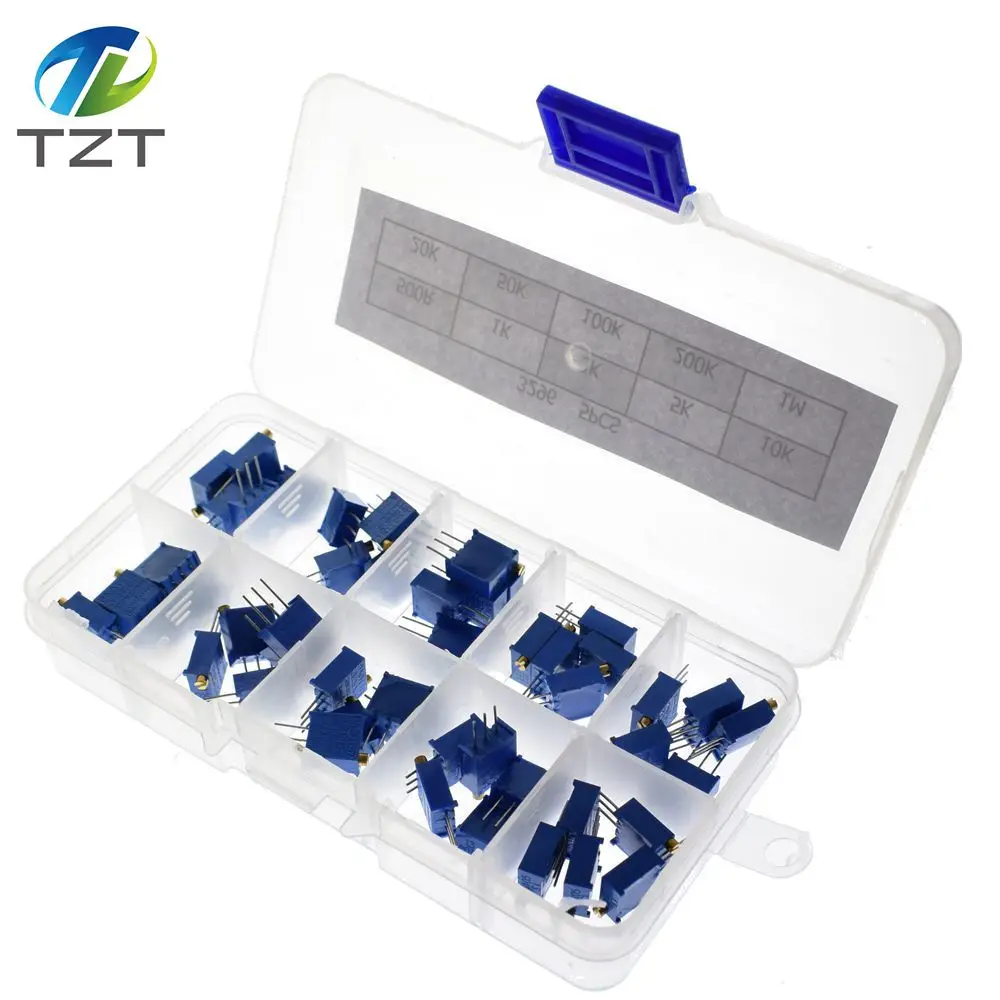 50PCS 3296W Multiturn Trimmer Potentiometer Kit High Precision 3296 Variable Resistor 500R 1K 2K 5K 10K 20K 50K 100K 200K 1M
50PCS 3296W Multiturn Trimmer Potentiometer Kit High Precision 3296 Variable Resistor 500R 1K 2K 5K 10K 20K 50K 100K 200K 1M