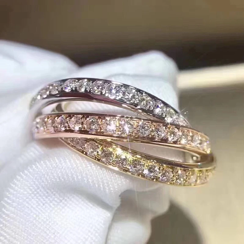 Brand Pure 925 Sterling Silver Jewelry For Women 3 Round Rings 3 Color Circle Rings Wedding Jewelry Fashion Party Rings Luxury 
Brand Pure 925 Sterling Silver Jewelry For Women 3 Round Rings 3 Color Circle Rings Wedding Jewelry Fashion Party Rings Luxury