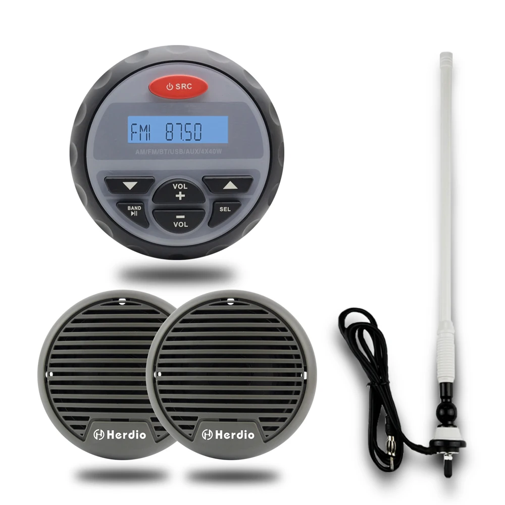 Marine Boat Radio Audio Bluetooth USB MP3 Player FM AM ATV UTV Music Sound System 3"Waterproof Motorcycle Speakers+Antenna
Marine Boat Radio Audio Bluetooth USB MP3 Player FM AM ATV UTV Music Sound System 3"Waterproof Motorcycle Speakers+Antenna