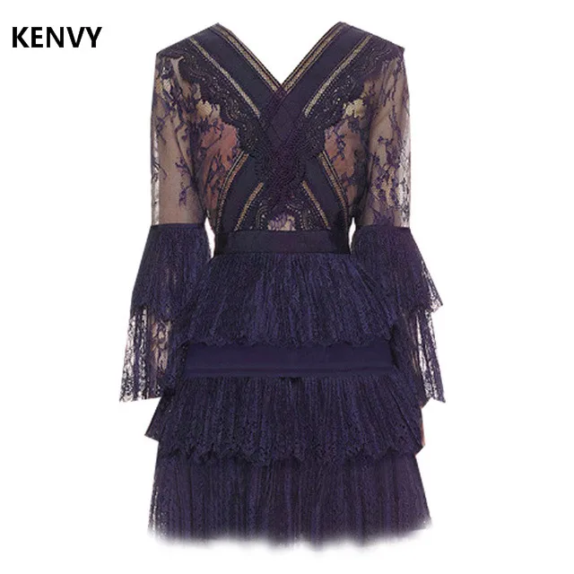 KENVY Brand High-end Luxury Women's Fashion New Pleated Sweet Speaker Sleeve v-neck Lace Dress
KENVY Brand High-end Luxury Women's Fashion New Pleated Sweet Speaker Sleeve v-neck Lace Dress