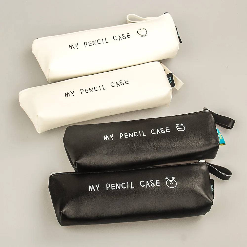 Best Deal High Quality PU Leather Pencil Case Classical Black And White Color Kawaii Korea Stationery School Supplies Pencil Bag(China (Mainland))