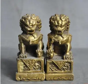 YM 306 Chinese Brass Feng Shui Evil spirits Guardian Foo Dog Lion Beast Statue Pair
YM 306 Chinese Brass Feng Shui Evil spirits Guardian Foo Dog Lion Beast Statue Pair