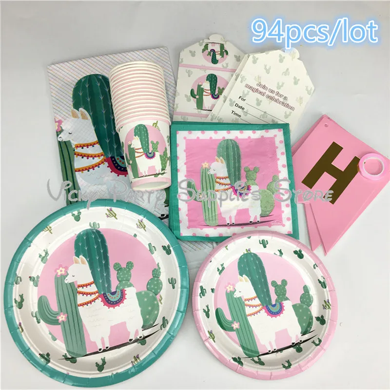 94pcs/lot Cartoon Alpaca Cactus Party Disposable Tableware Birthday Baby Shower Alpaca Cup Plate Falg Party Decoration Supplies
94pcs/lot Cartoon Alpaca Cactus Party Disposable Tableware Birthday Baby Shower Alpaca Cup Plate Falg Party Decoration Supplies