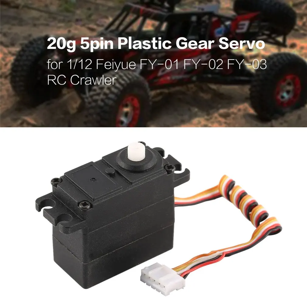 20g Servo 5pin Plastic Gear rc part 4.8-6V for 1/12 Feiyue FY-01 FY-02 FY-03 RC Car Crawler Truck Toy Steering Parts Accessories
20g Servo 5pin Plastic Gear rc part 4.8-6V for 1/12 Feiyue FY-01 FY-02 FY-03 RC Car Crawler Truck Toy Steering Parts Accessories