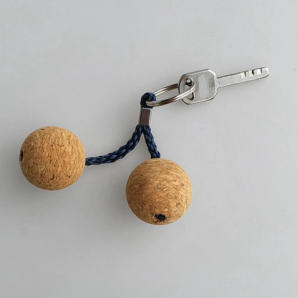 Pack of 2 Floating Key Rings Double Cork Ball Keychain Kayak Boat Marine Yacht Surf Swim Water Buoy Key Floats Key Fob Accessory