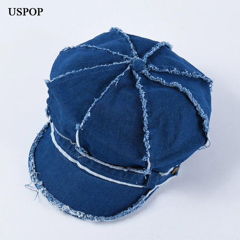 USPOP 2019 New octagonal hats women vintage denim octagonal hats spring solid color newsboy caps unisex visors
USPOP 2019 New octagonal hats women vintage denim octagonal hats spring solid color newsboy caps unisex visors