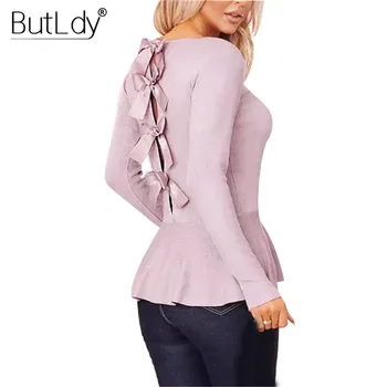 Bows Backless Sweater Women Knitting Ruffle Hem Pullover Winter 2018 Sexy Jumpers Ladies Fashion Slim O Neck Knitwear Tops
Bows Backless Sweater Women Knitting Ruffle Hem Pullover Winter 2018 Sexy Jumpers Ladies Fashion Slim O Neck Knitwear Tops
