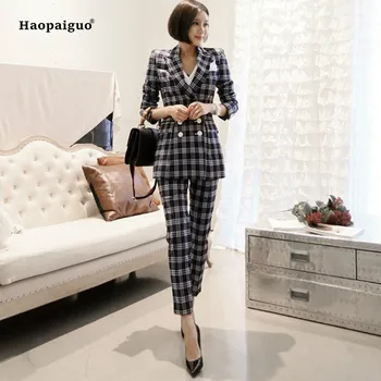 2 Piece Set Autumn Women Black Full Sleeve Turn-down Collar Plaid Vintage Suit Top and Full Length Club Pants 2018 Two Piece Set
2 Piece Set Autumn Women Black Full Sleeve Turn-down Collar Plaid Vintage Suit Top and Full Length Club Pants 2018 Two Piece Set