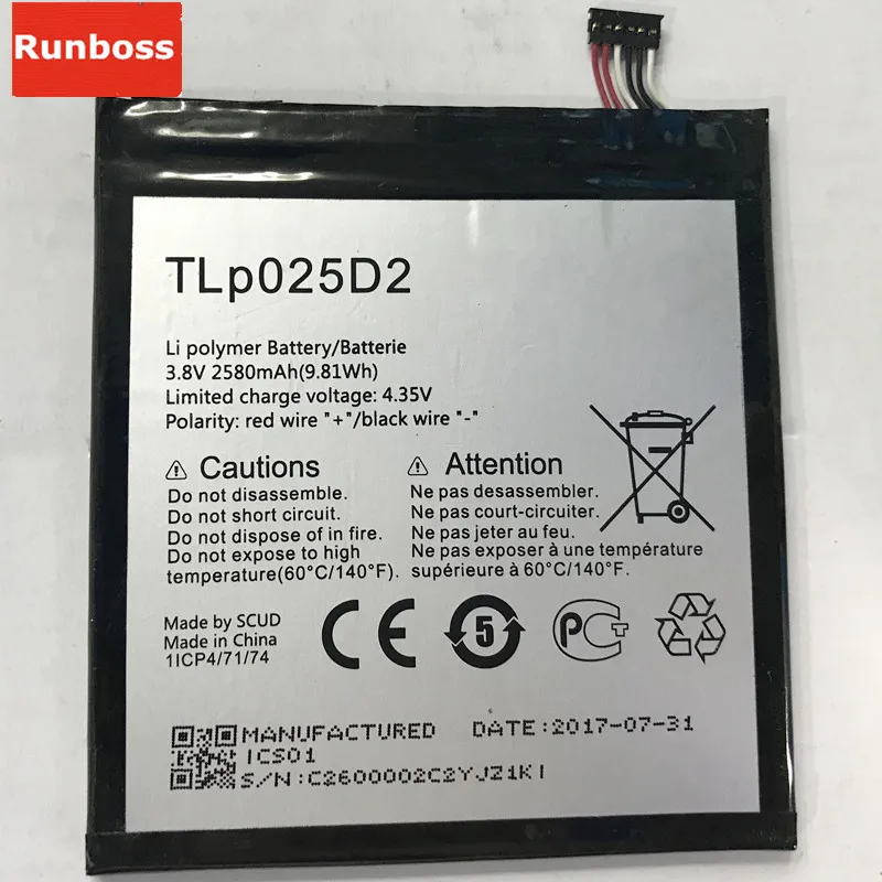 2580mAh TLP025DC Battery Ffor Alcatel One Touch Pixi 4 6.0 8050D Dual Sim 9001A 9001X 9001D TLp025D2 Cell Phone Batteries
2580mAh TLP025DC Battery Ffor Alcatel One Touch Pixi 4 6.0 8050D Dual Sim 9001A 9001X 9001D TLp025D2 Cell Phone Batteries