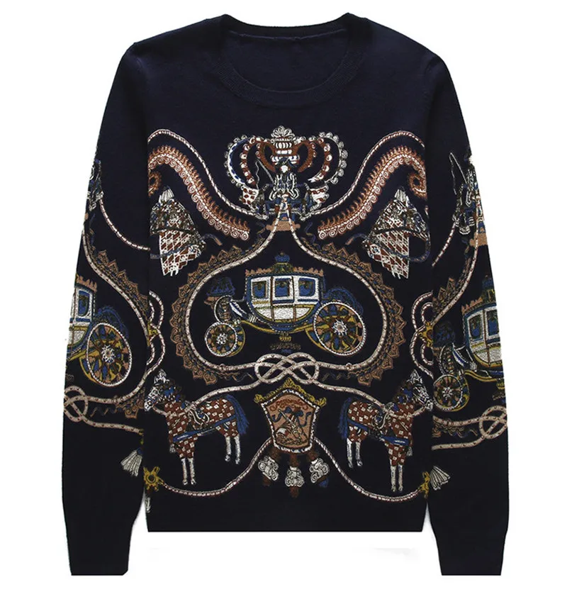2018-Autunno-Inverno-Pista-di-Donne-Maglione-Top-Bella-zucca-auto-di-Stampa-Lavorato-A-Maglia (2)