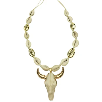 DM Cow Bull Head Pendant Necklace Women Rope Chain Natural Cowrie Shell Long Animal Skull Boho Jewelry collier femme 2020 kolye
DM Cow Bull Head Pendant Necklace Women Rope Chain Natural Cowrie Shell Long Animal Skull Boho Jewelry collier femme 2020 kolye