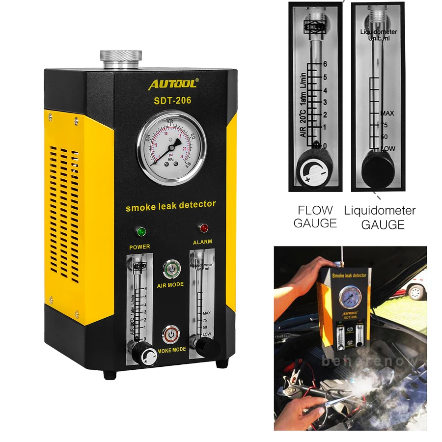 Upgrated версия Autool SDT206 дымовая Машина Автомобильный детектор утечки Топливопровод
