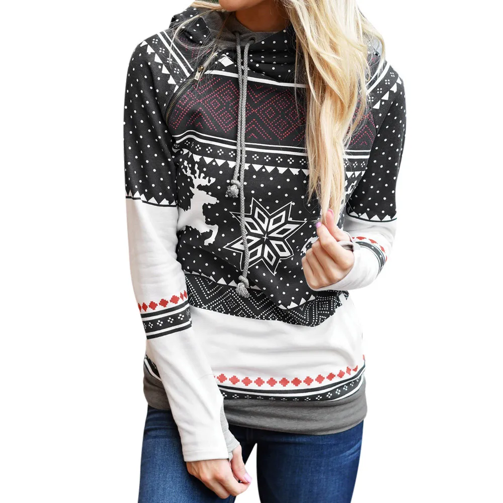 Feitong Christmas Clothes Women Zipper Hoodie Dots Print Tops Hooded Sweatshirt Pullover Moletom Feminino
Feitong Christmas Clothes Women Zipper Hoodie Dots Print Tops Hooded Sweatshirt Pullover Moletom Feminino