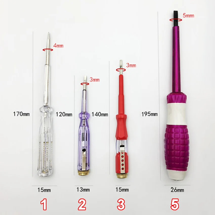 Dual-use Slotted Screwdriver Test Pencil Durable Test Pencil Electric Test Tester Multifunction Electrician Test Pen tool 5 type
Dual-use Slotted Screwdriver Test Pencil Durable Test Pencil Electric Test Tester Multifunction Electrician Test Pen tool 5 type