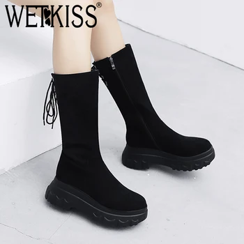WETKISS New Mid Calf Women Boots Round Toe Lace Up Footwear Platform Ladies Boot Flock Girl Shoes Woman Winter 2018 New Black
WETKISS New Mid Calf Women Boots Round Toe Lace Up Footwear Platform Ladies Boot Flock Girl Shoes Woman Winter 2018 New Black