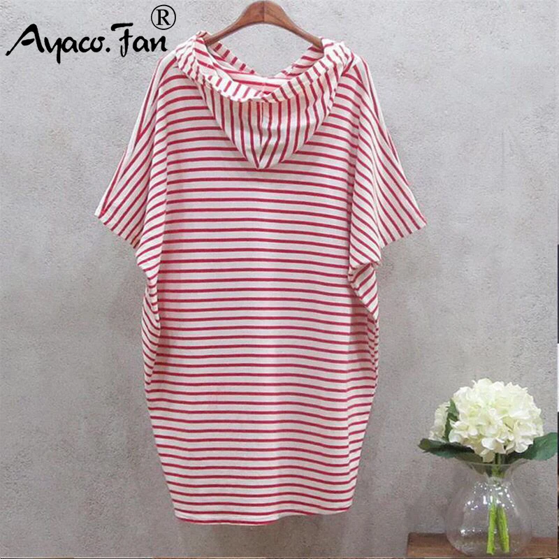 Women Hooded Striped Dresses 2019 Summer New Batwing Short Sleeve Loose Dress for Girls Lady Casual Slim Sundress Female vestido
Women Hooded Striped Dresses 2019 Summer New Batwing Short Sleeve Loose Dress for Girls Lady Casual Slim Sundress Female vestido