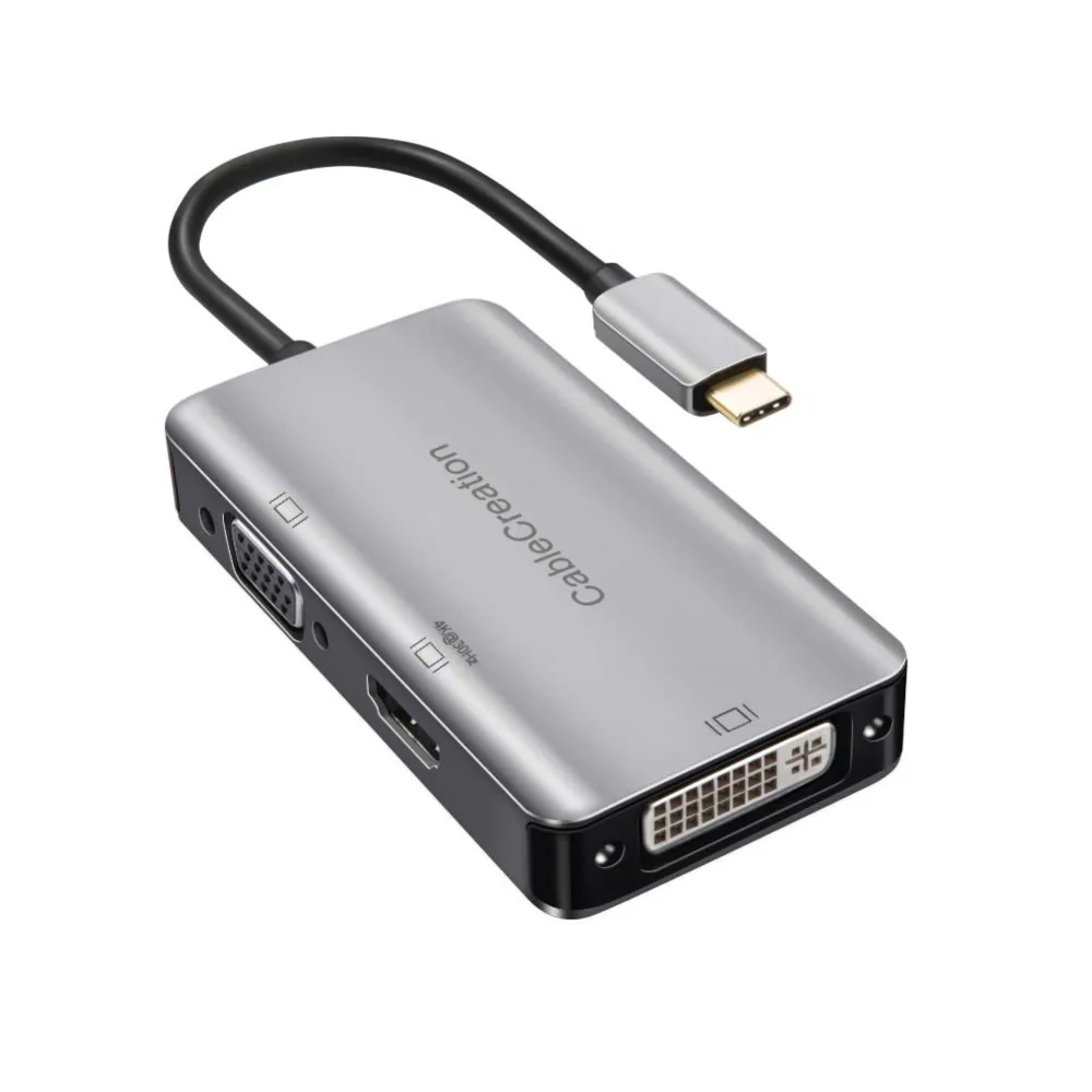 USB C to HDMI + DVI + VGA Adapter, CableCreation USB Type C (Compatible Thunderbolt 3) to Multiport UHD Hub
USB C to HDMI + DVI + VGA Adapter, CableCreation USB Type C (Compatible Thunderbolt 3) to Multiport UHD Hub
