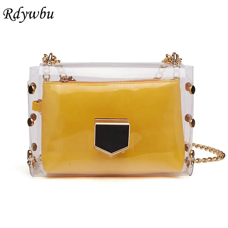 Rdywbu 2pcs Transparent Clear PVC Jelly Chain Messenger Bag Women New Summer Candy Rivet Flap Shoulder Bag Bolsa Feminina B348
Rdywbu 2pcs Transparent Clear PVC Jelly Chain Messenger Bag Women New Summer Candy Rivet Flap Shoulder Bag Bolsa Feminina B348