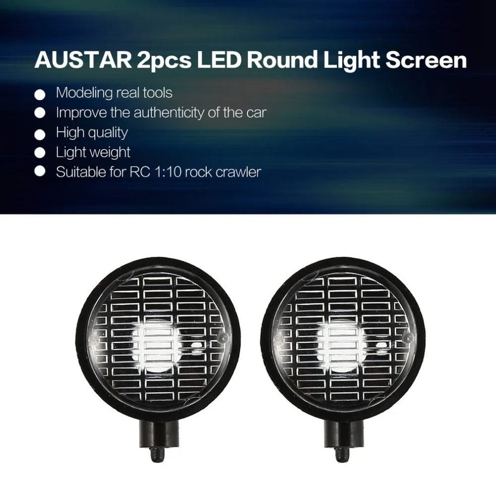 

AUSTAR 2pcs AX-007 Shell LED Round Light Lamp Screen for 1/10 RC Climbing Cars Model Vehicle HSP TAMIYA CC01 4WD Axial SCX10 tt