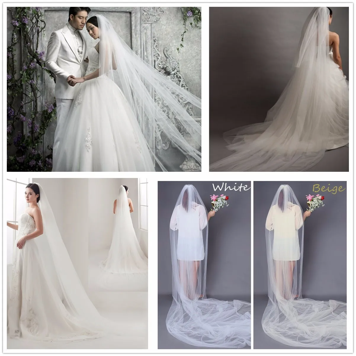White/Beige 1Layer Seaside Photo Mantilla Cathedral Chapel Bridal Accessories Wedding Tulle Long Veil with Comb
White/Beige 1Layer Seaside Photo Mantilla Cathedral Chapel Bridal Accessories Wedding Tulle Long Veil with Comb