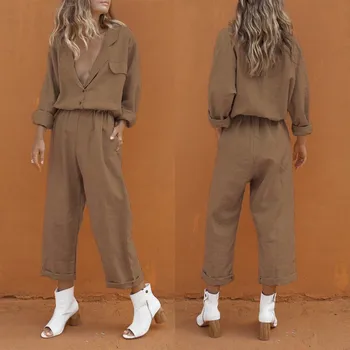 Autumn Overalls Women's Jumpsuits 2020 ZANZEA Fashion Elastic Waist Button Pants Female Long Sleeve Rompers Plus Size Playsuits
Autumn Overalls Women's Jumpsuits 2020 ZANZEA Fashion Elastic Waist Button Pants Female Long Sleeve Rompers Plus Size Playsuits