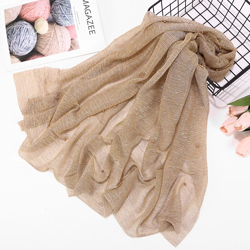 Blingbling! Glitter Wrinkle Muslim Hijab Shawl Wraps With Pearl Decor Islamic Plain Pleat Shimmer Headscarf Arabian Dubai Turban
Blingbling! Glitter Wrinkle Muslim Hijab Shawl Wraps With Pearl Decor Islamic Plain Pleat Shimmer Headscarf Arabian Dubai Turban