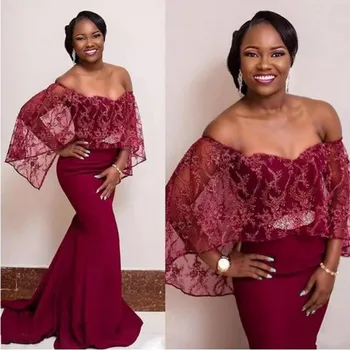 Prom Dress Burgundy Mermaid Long Off Shoulder Grace robe de soiree longue abiye Elegant Evening Dresses Appliques abendkleider
Prom Dress Burgundy Mermaid Long Off Shoulder Grace robe de soiree longue abiye Elegant Evening Dresses Appliques abendkleider