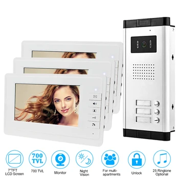 7'' Wired Color Video Door Phone Intercom System IR Night Vision Camera Doorbell +Indoor Monitor Screens for 2/3/4 Apartments
7'' Wired Color Video Door Phone Intercom System IR Night Vision Camera Doorbell +Indoor Monitor Screens for 2/3/4 Apartments