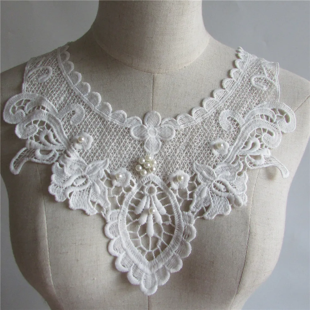 white pearl Embroidered Lace Collar Neckline Venise Applique Embroidery Sewing on Patches Sewing Fabric Accessories YL126
white pearl Embroidered Lace Collar Neckline Venise Applique Embroidery Sewing on Patches Sewing Fabric Accessories YL126