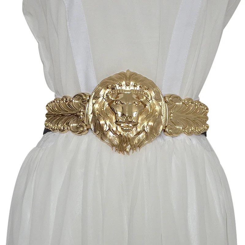 Womens luxury big Gold Lion Head Belt Designer belts for women Dress Stretchy ceinture femme Woman Fashion Accessory
Womens luxury big Gold Lion Head Belt Designer belts for women Dress Stretchy ceinture femme Woman Fashion Accessory