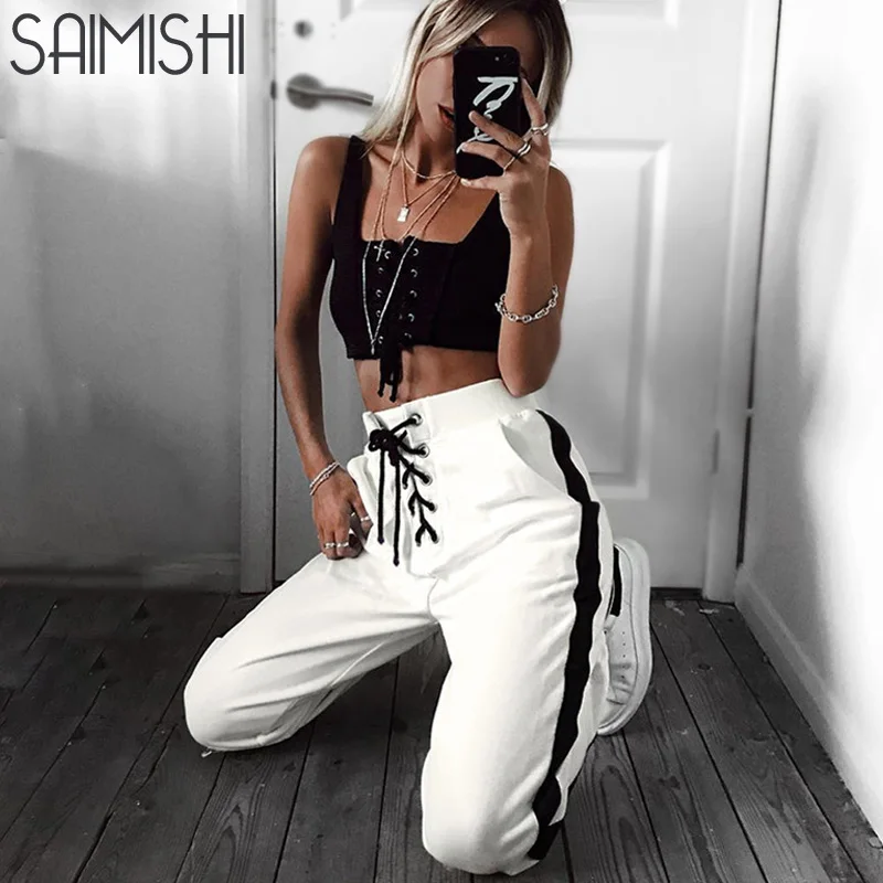 Saimishi Sweatpants Women Casual Long Harem Pants Loose Trousers For Women Black Striped Side Sweat Pants Female Lace up Eyele
Saimishi Sweatpants Women Casual Long Harem Pants Loose Trousers For Women Black Striped Side Sweat Pants Female Lace up Eyele